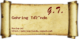 Gehring Tünde névjegykártya